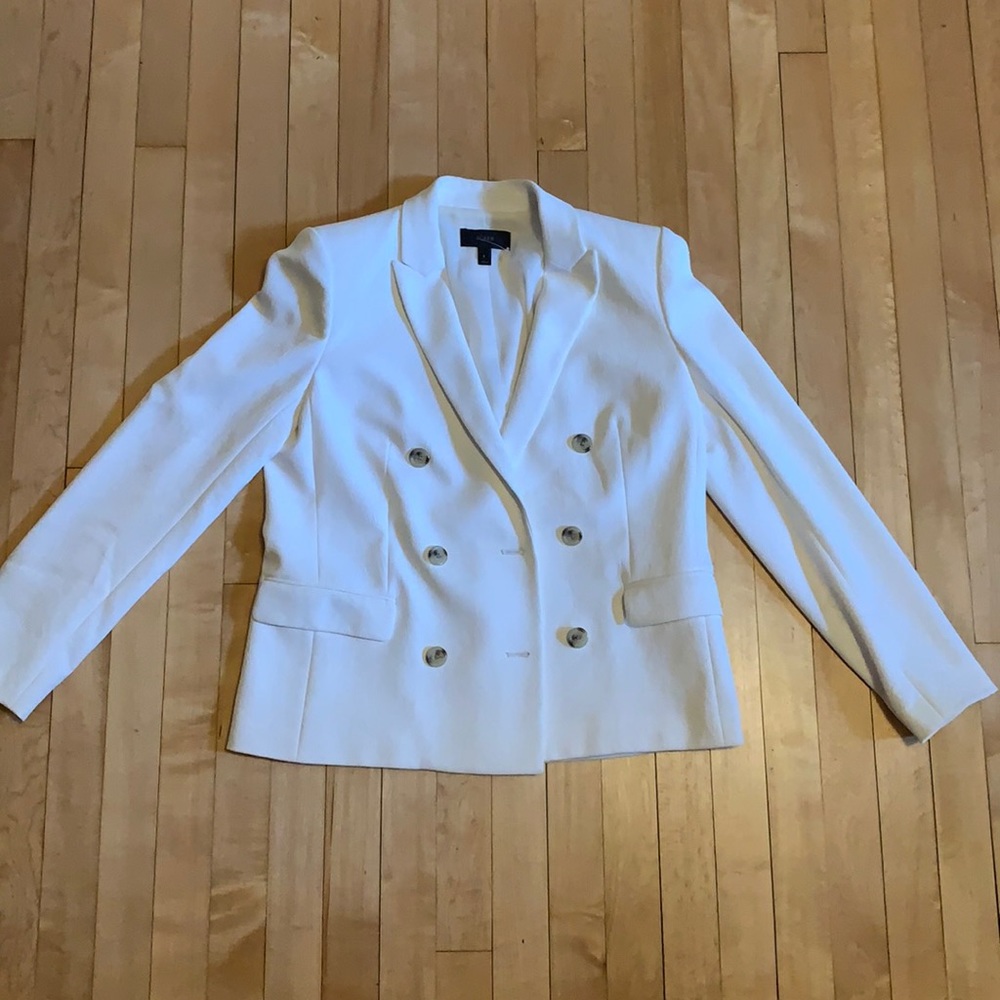 J Crew Double Breasted White Blazer